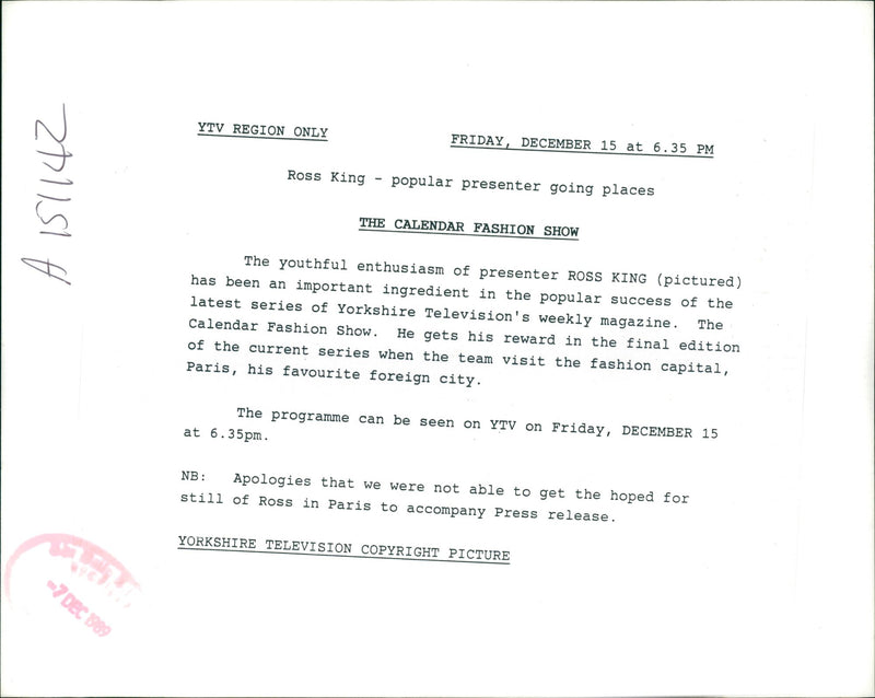 King Ross Television Model Magazine. - Vintage Photograph