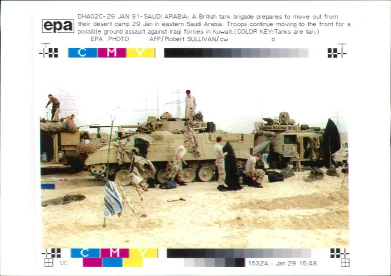 British support for Iraq during the IranâIraq war:A British tank brigade. - Vintage Photograph