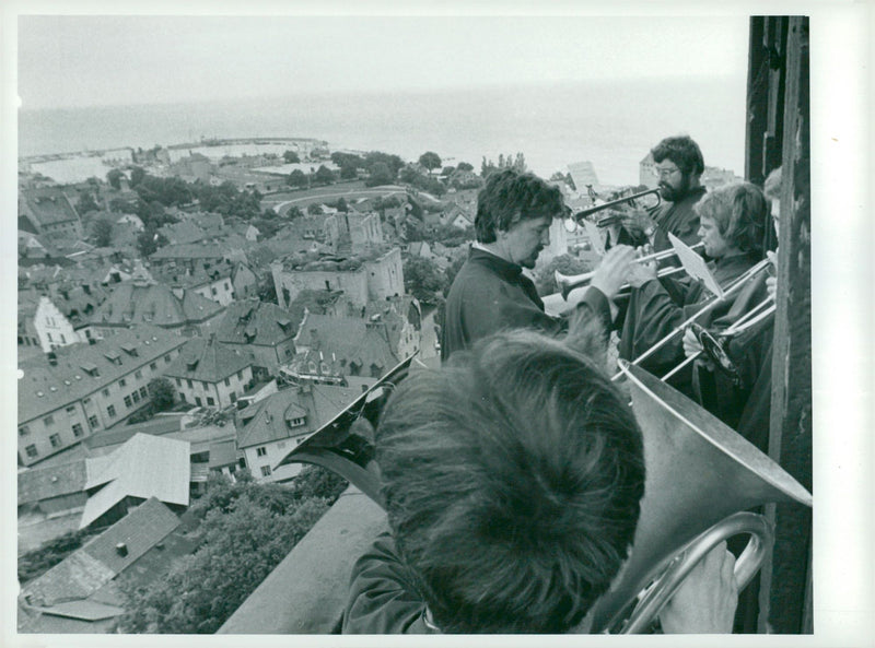 Visby ruins and party parties. Visby Music Band - Vintage Photograph