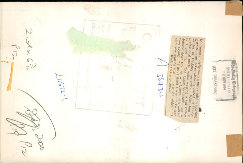 Mr. Neil Kinnock and model, Hollie. - Vintage Photograph