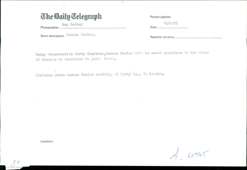 Politician Sir Norman Fowler - Vintage Photograph
