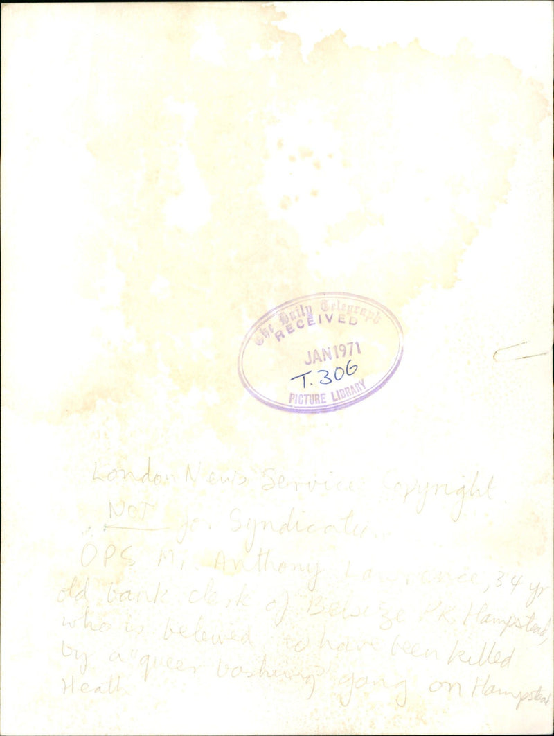 Murdered And Missing Person 1971: - Vintage Photograph