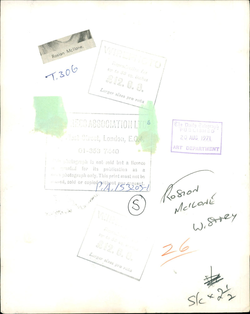 Murdered And Missing Person 1971:Rosion Mcllone. - Vintage Photograph