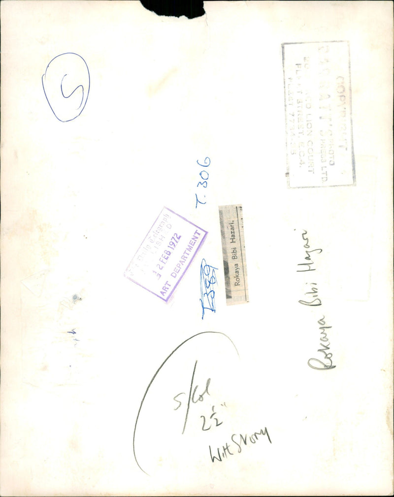 Murdered And Missing Person 1971:Rokaya Bibi Hazard. - Vintage Photograph