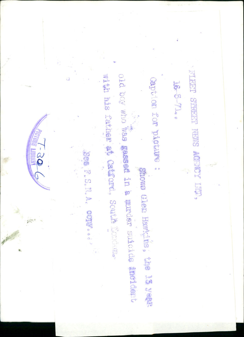Murdered And Missing Person 1971:Glen Hawkins.i - Vintage Photograph