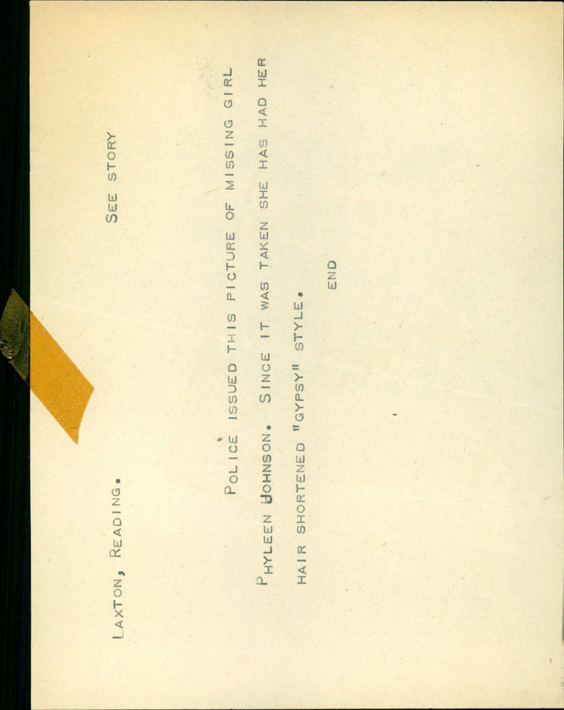 Murdered And Missing Person 1971: - Vintage Photograph