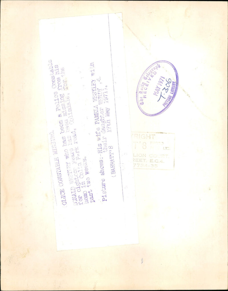 Murdered And Missing Person 1971:Donlad westley with his mother. - Vintage Photograph