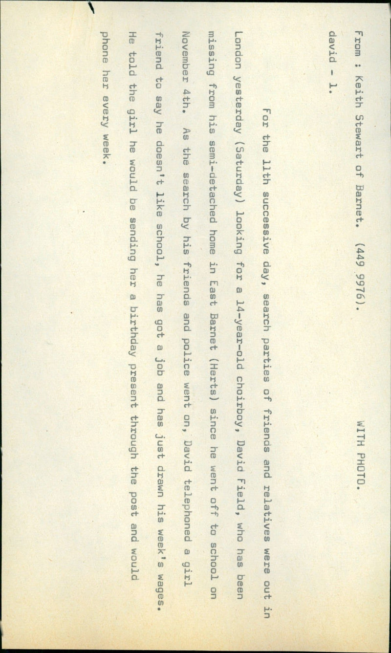 Murdered And Missing Person 1971: - Vintage Photograph