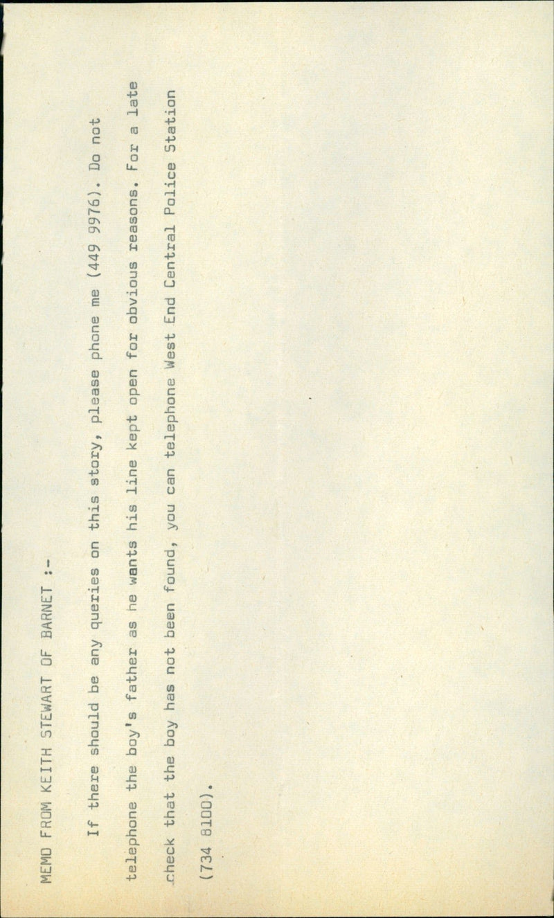 Murdered And Missing Person 1971: - Vintage Photograph