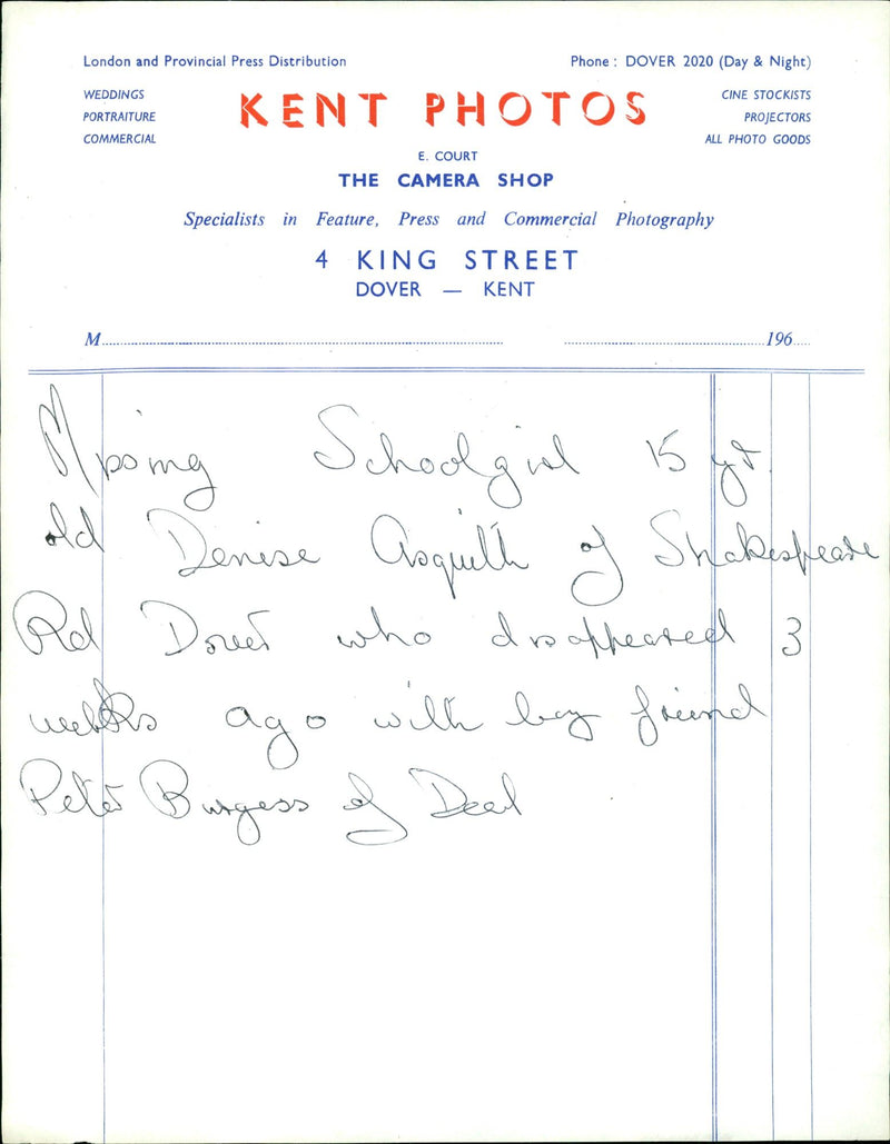 Murdered And Missing Person 1971: - Vintage Photograph