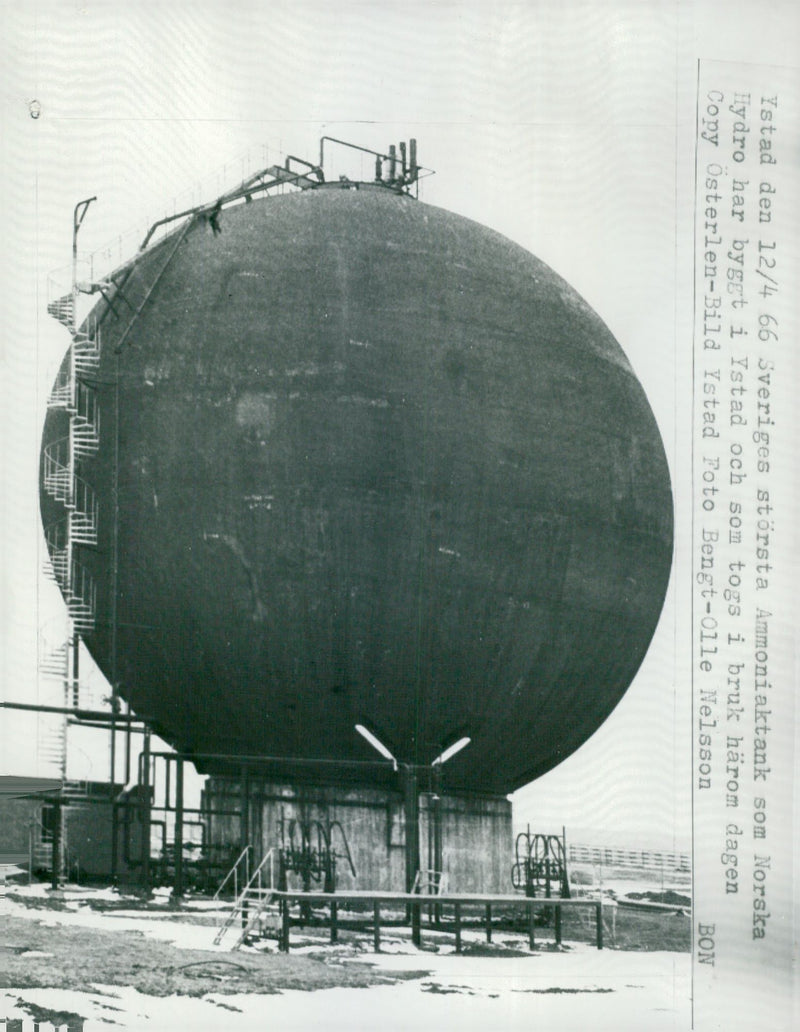 Sweden's steamed ammonia tank has been put into operation in Ystad - Vintage Photograph