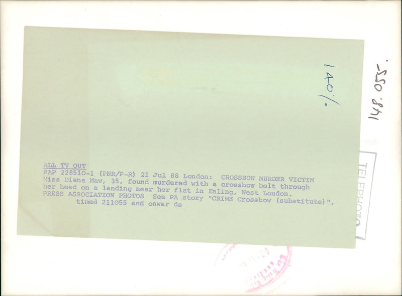 Man Diana a victim of a murder. - Vintage Photograph