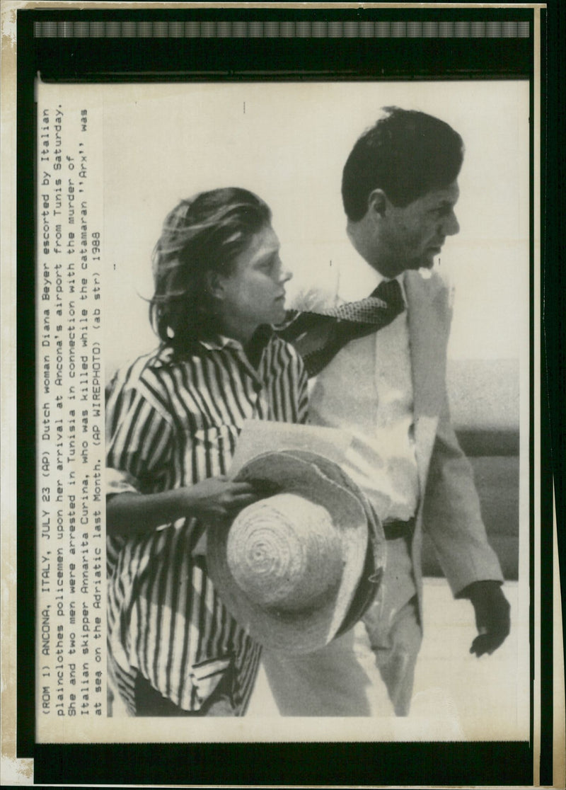 Anna rita Curina's murderer Diana Beyer escorted by police - Vintage Photograph