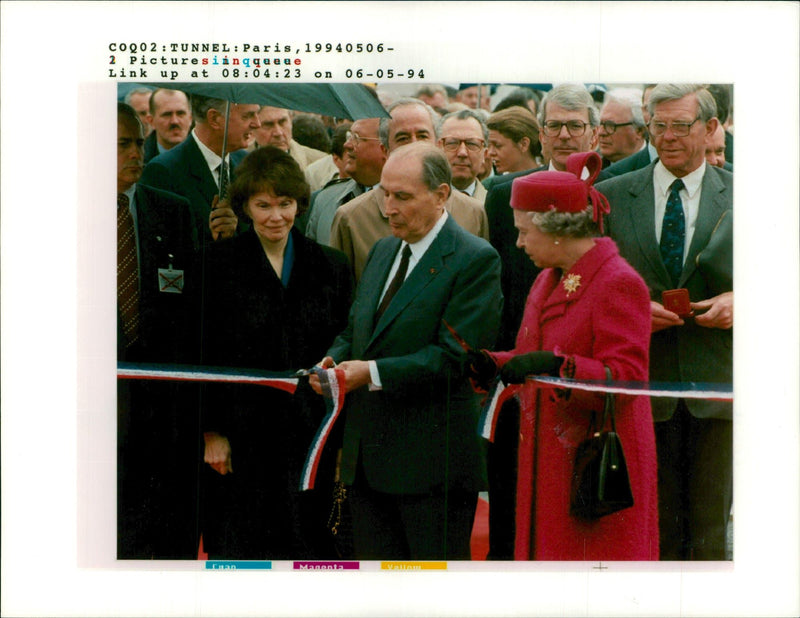 Francois Mitterrand, Danielle Mitterrand and Queen Elizabeth II - Vintage Photograph