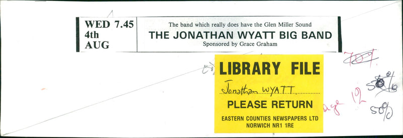 Musician:jonthan wyatt big band. - Vintage Photograph