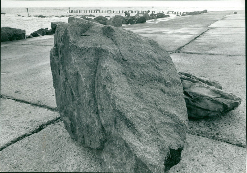 The huge rocks at Lowestoft Ness Point - Vintage Photograph