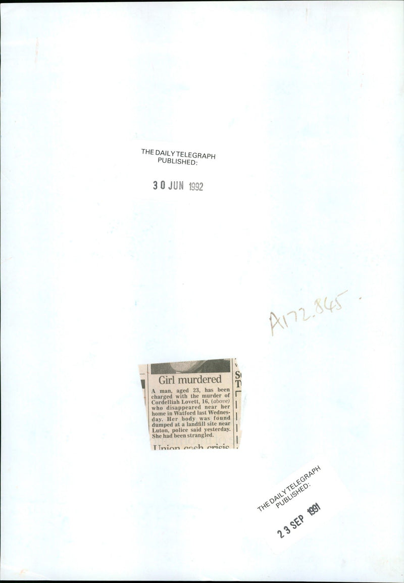 girl murdered - Vintage Photograph