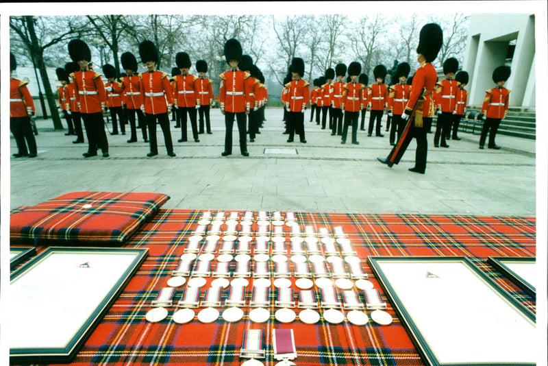 The Duke of Kent presents Gulf Medals to Scots Guards Band - Vintage Photograph