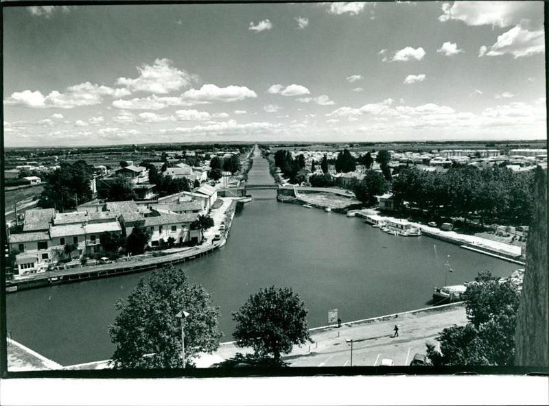 Camargue:flat landscape of the camargue. - Vintage Photograph