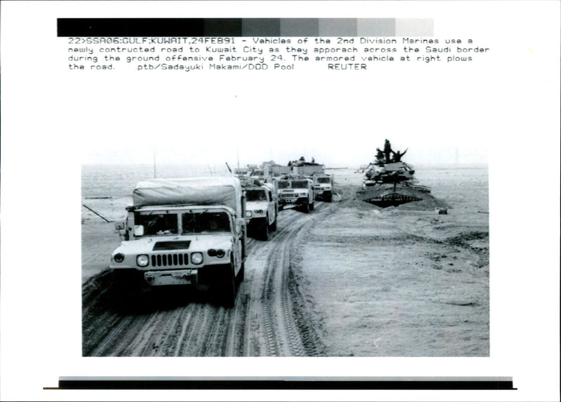 Vehicles pf the 2nd Division Marines. - Vintage Photograph