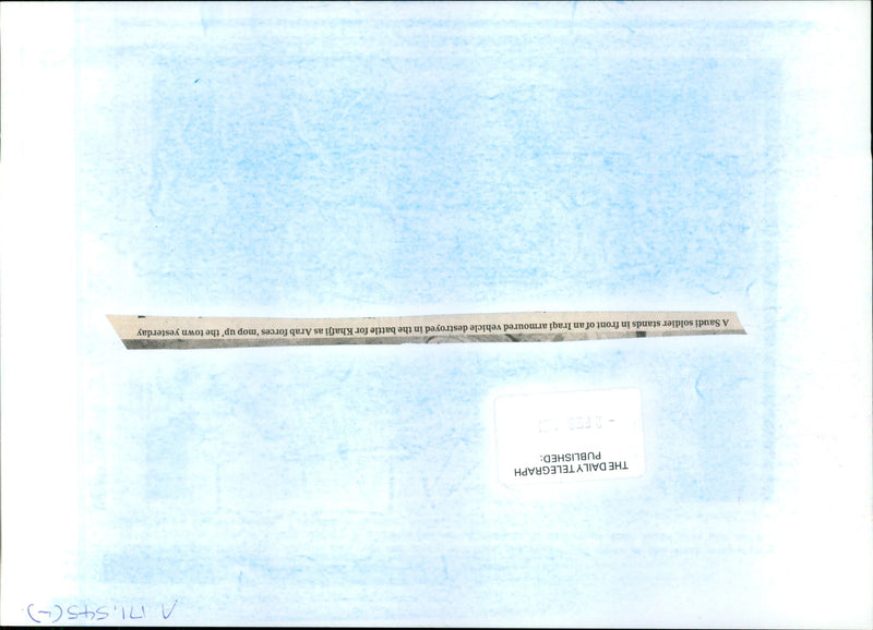 Iraq -un war kuwait city war damage:a saudi soldiers stands in front of an iraq. - Vintage Photograph