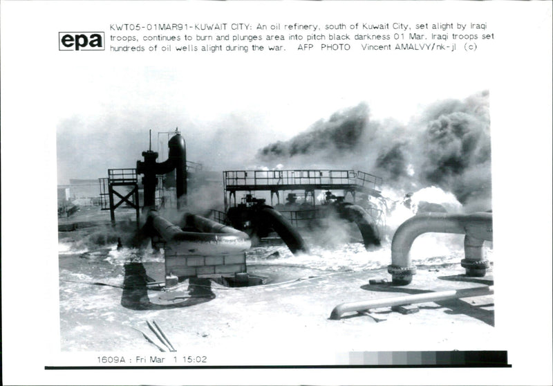 Oil refinery of south Kuwait City - Vintage Photograph