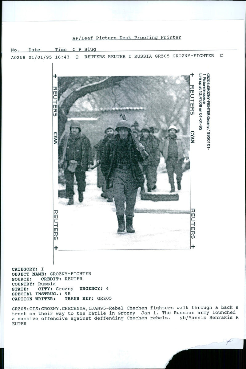 Rebel Chechen fighters. - Vintage Photograph