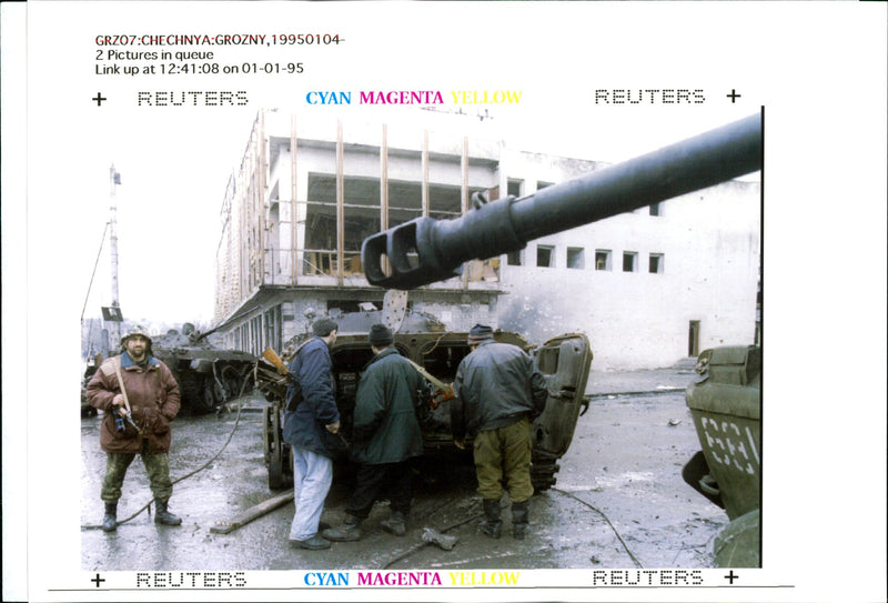 Chechen fighters. - Vintage Photograph