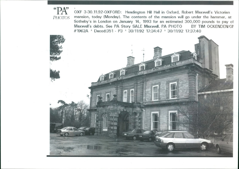 Great Britain: Headington Hill Hall - Vintage Photograph