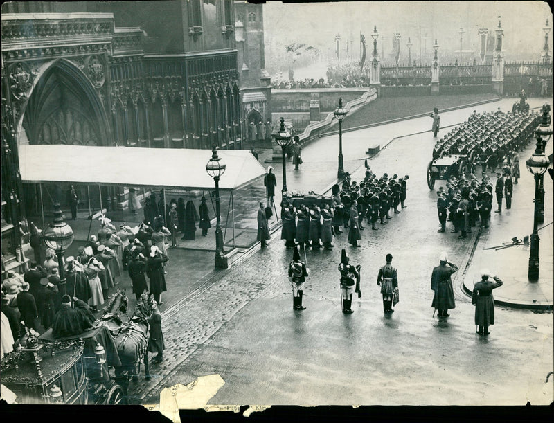 The royal funeral procession. - Vintage Photograph
