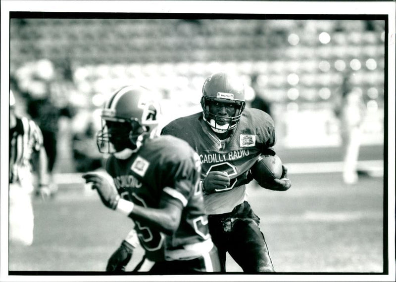 American football british teams:manchester spartans running back paul bailey. - Vintage Photograph