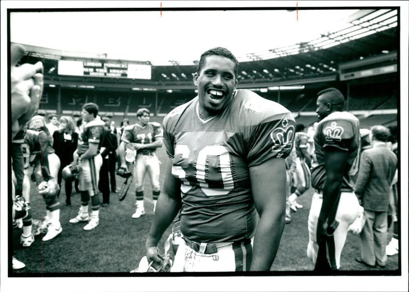 American football british teams:american football guard. - Vintage Photograph