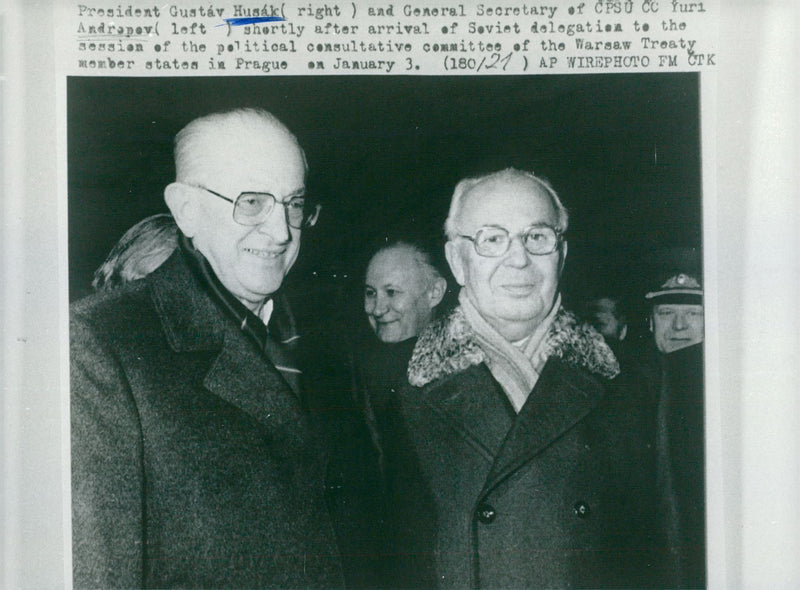 Czechoslovak politician GustÃ¡v HusÃ¡k together with Jurij Andropov. - Vintage Photograph