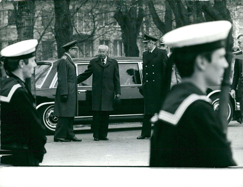 Czechoslovak politician GustÃ¡v HusÃ¡k on state visit in Bonn. - Vintage Photograph