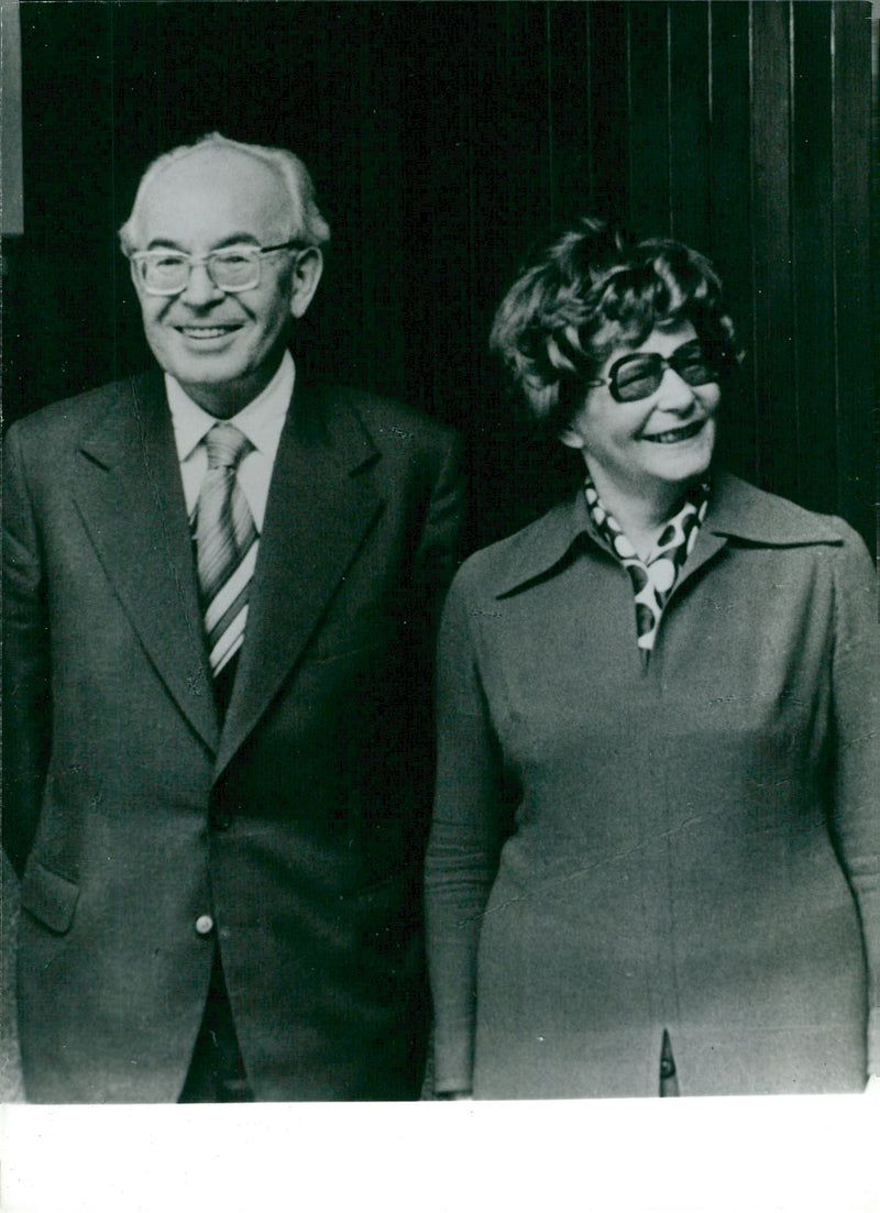 Czechoslovakian politician GustÃ¡v HusÃ¡k together with his wife Viera HusÃ¡kovÃ¡. - Vintage Photograph