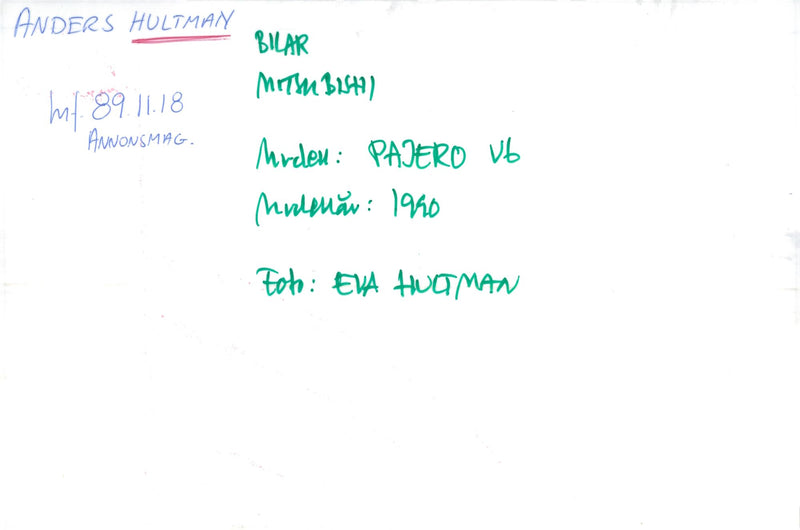 Anders Hultman in his Mitsubishi Pajero V6 - Vintage Photograph