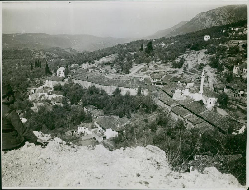 Kruja Albania: a general view  of the ancient capital. - Vintage Photograph