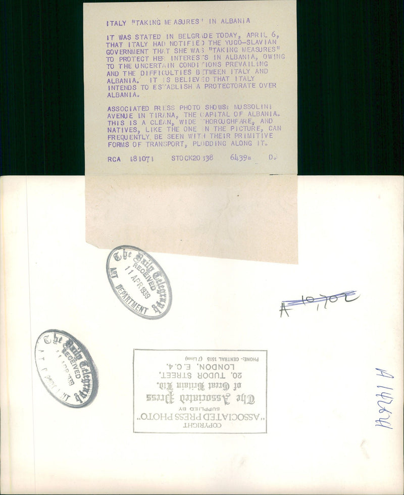 Albania: Tirana: Mussolini Avenue. - Vintage Photograph