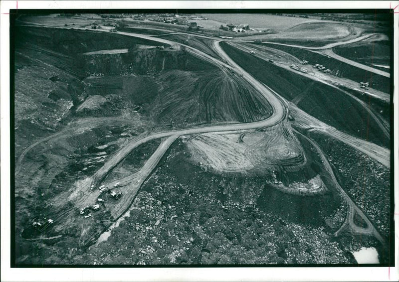 Open-pit mining: Blot on the landscape. - Vintage Photograph
