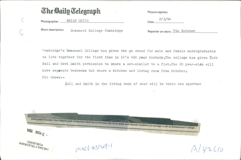 Emmanuel College Cambridge. - Vintage Photograph