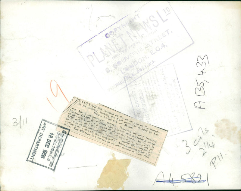 Aircraft: Convair's 880 - Vintage Photograph