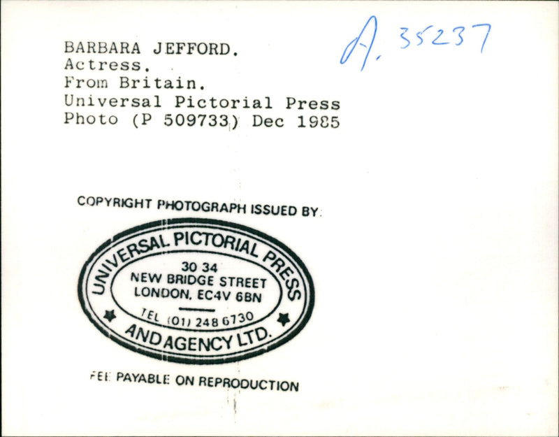 Actress Barbara Jefford - Vintage Photograph