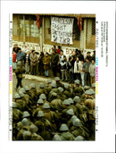 Demonstration tunkey:para military gendarmes march. - Vintage Photograph