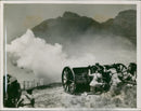 A royal salute of twenty-one guns being fired. - Vintage Photograph