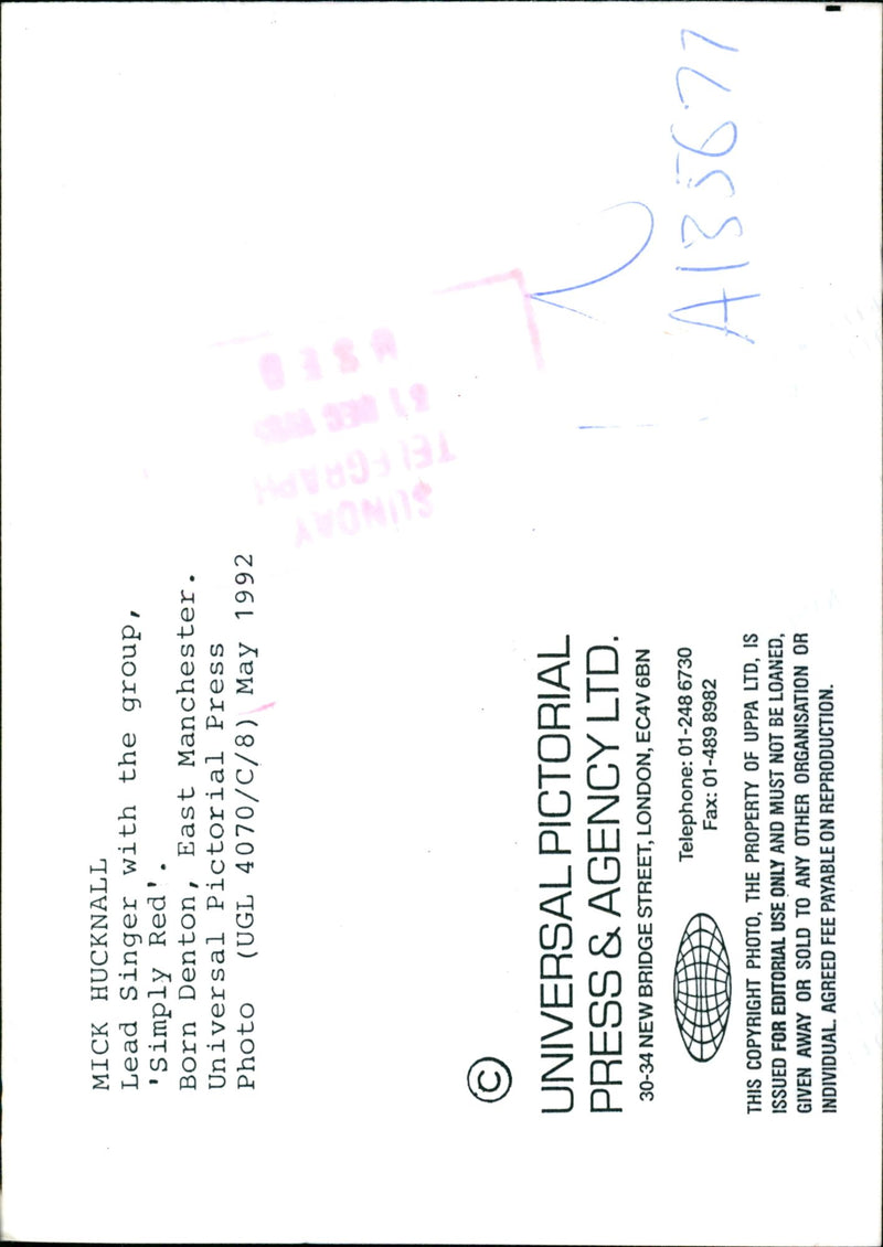 Simply Red: Mick Hucknall. - Vintage Photograph