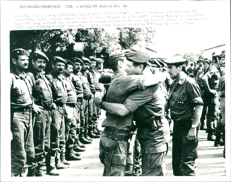 Mohamed Alí Seineldín with an unidentified person. - Vintage Photograph