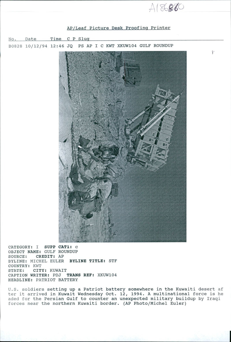 US soldiers set up a Patriot anti-missile battery. - Vintage Photograph