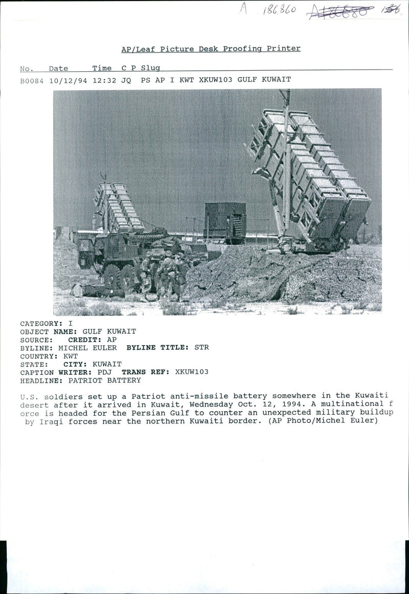 US soldiers set up a Patriot anti-missile battery. - Vintage Photograph