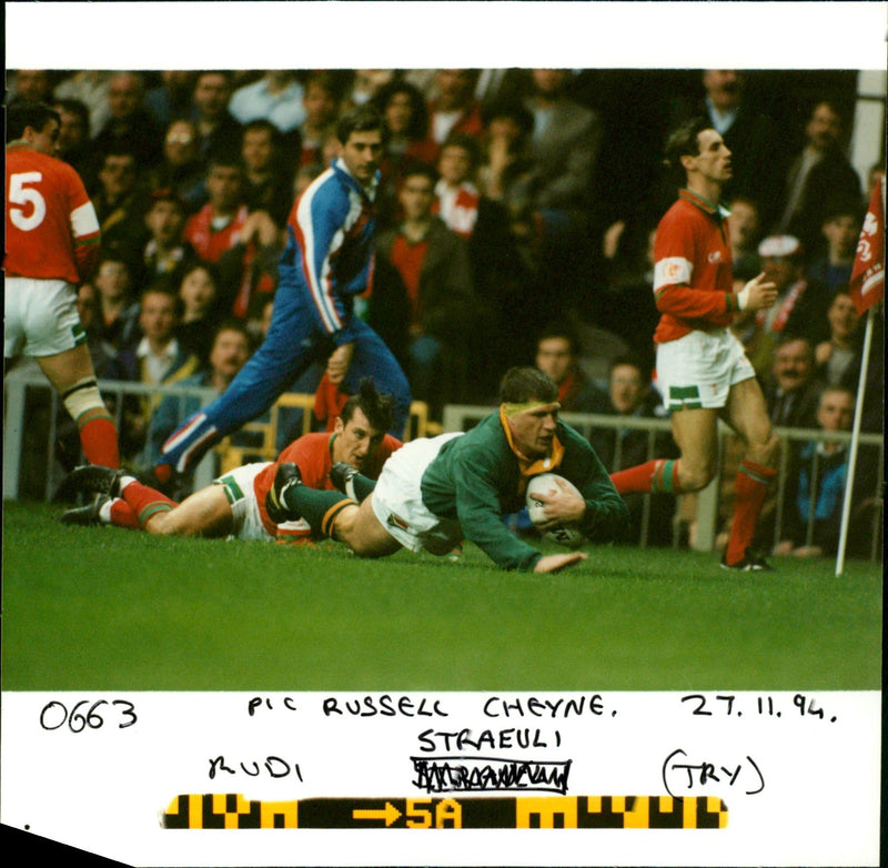 Rudi Straeuli:Rudi Playing american football. - Vintage Photograph