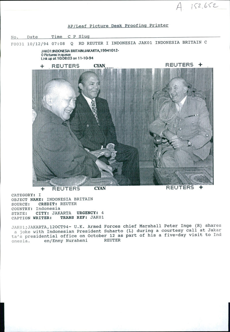 Peter Anthony Inge with president suharto. - Vintage Photograph